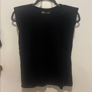 Zara Padded Shoulder Tank Black size S